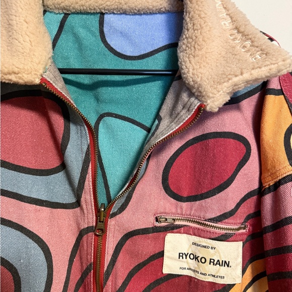 Reversible RYOKO RAIN 70s Work Jacket with Abstract Design - M - Picture 2 of 6